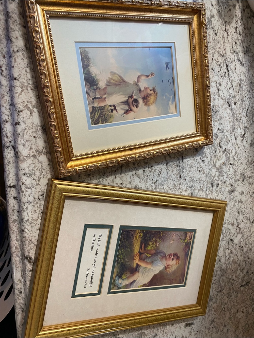 Vintage Framed Art Pair- Song of the Lark & World if Happiness Eureka Springs AR